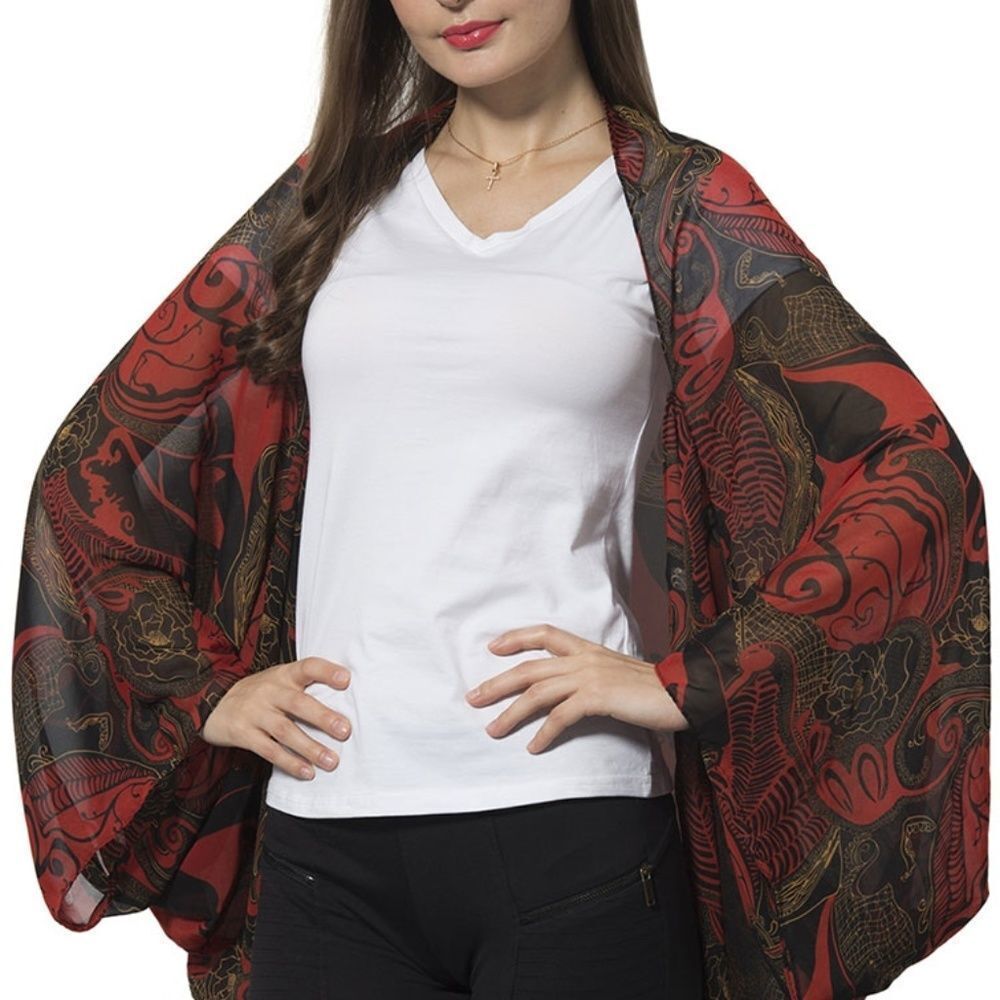 Shrug Art Pattern Red